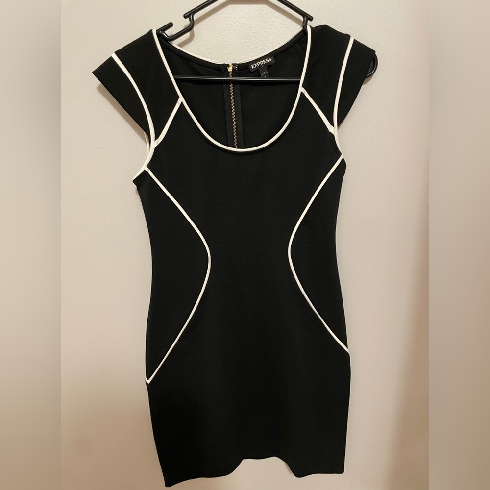 Express Black Mini Dress with White Trim